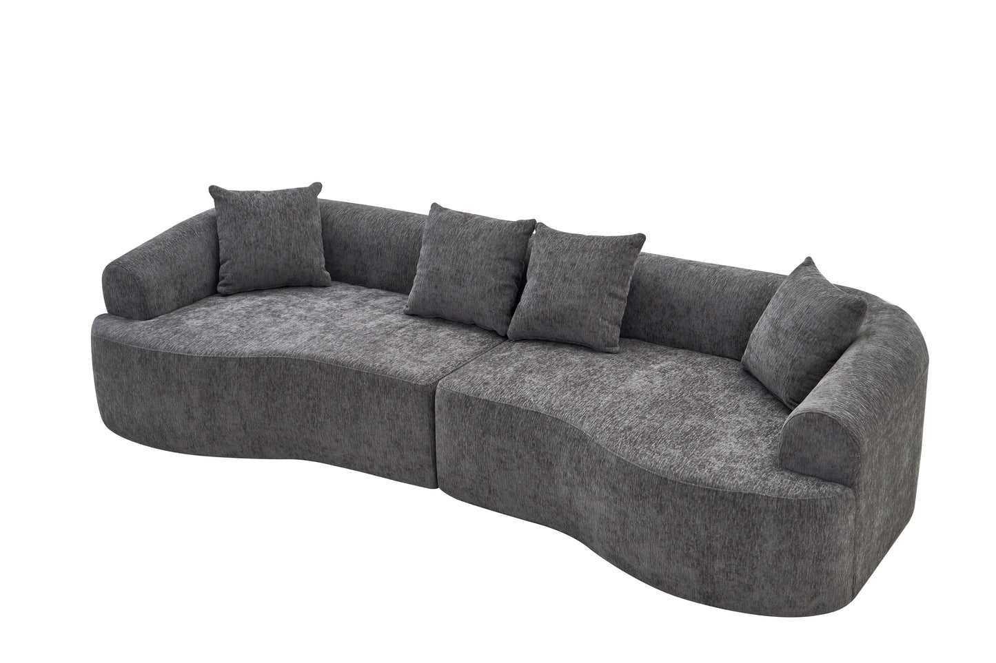 Curved Boneless Sofa,Compression Modular 108'' Sectional,Grey High-Density,Couches Sleeper for Living Room Bedroom Apartment Lounge,Chenille image 9
