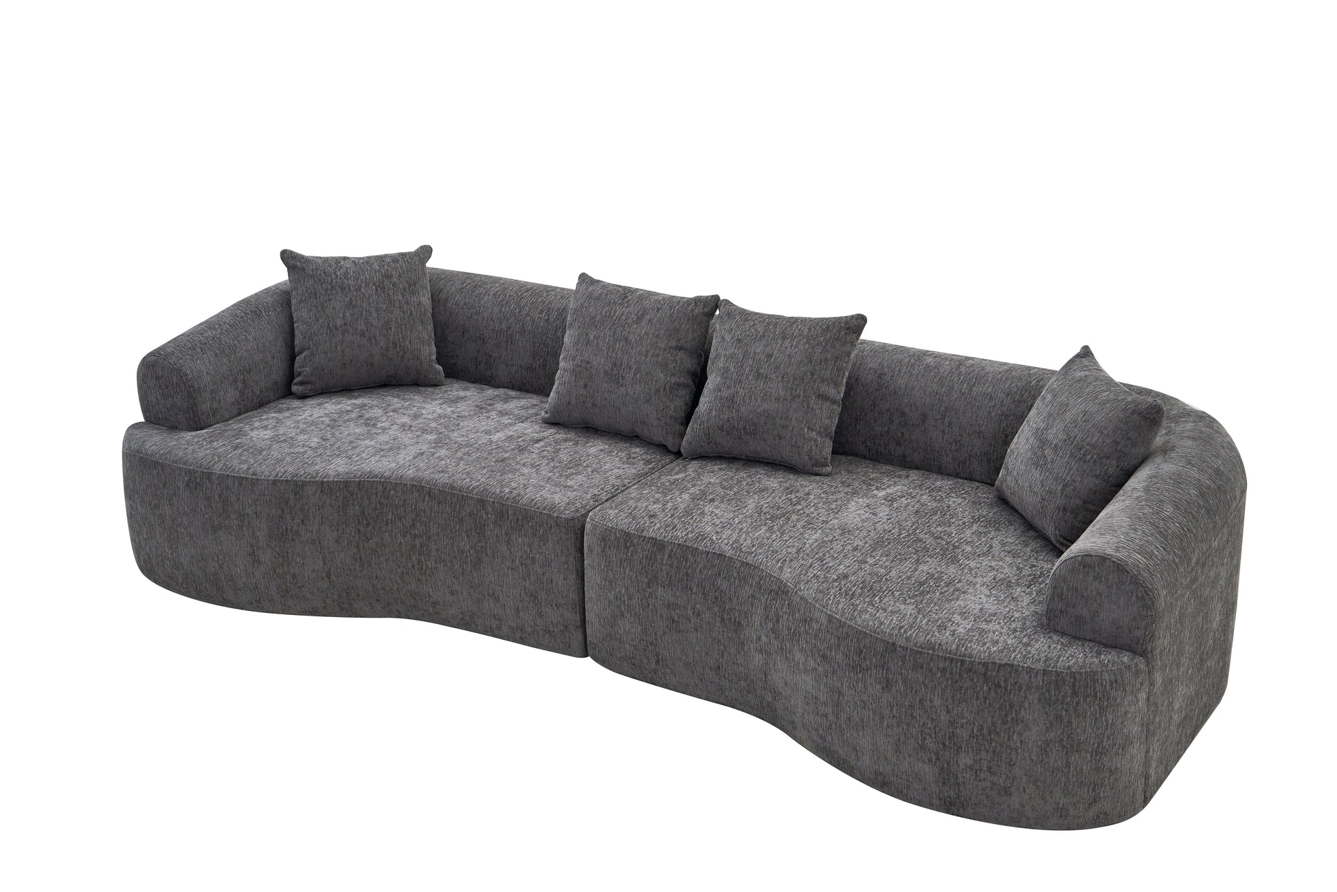 Curved Boneless Sofa,Compression Modular 108'' Sectional,Grey High-Density,Couches Sleeper for Living Room Bedroom Apartment Lounge,Chenille image 9