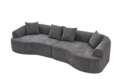 Curved Boneless Sofa,Compression Modular 108'' Sectional,Grey High-Density,Couches Sleeper for Living Room Bedroom Apartment Lounge,Chenille image 9