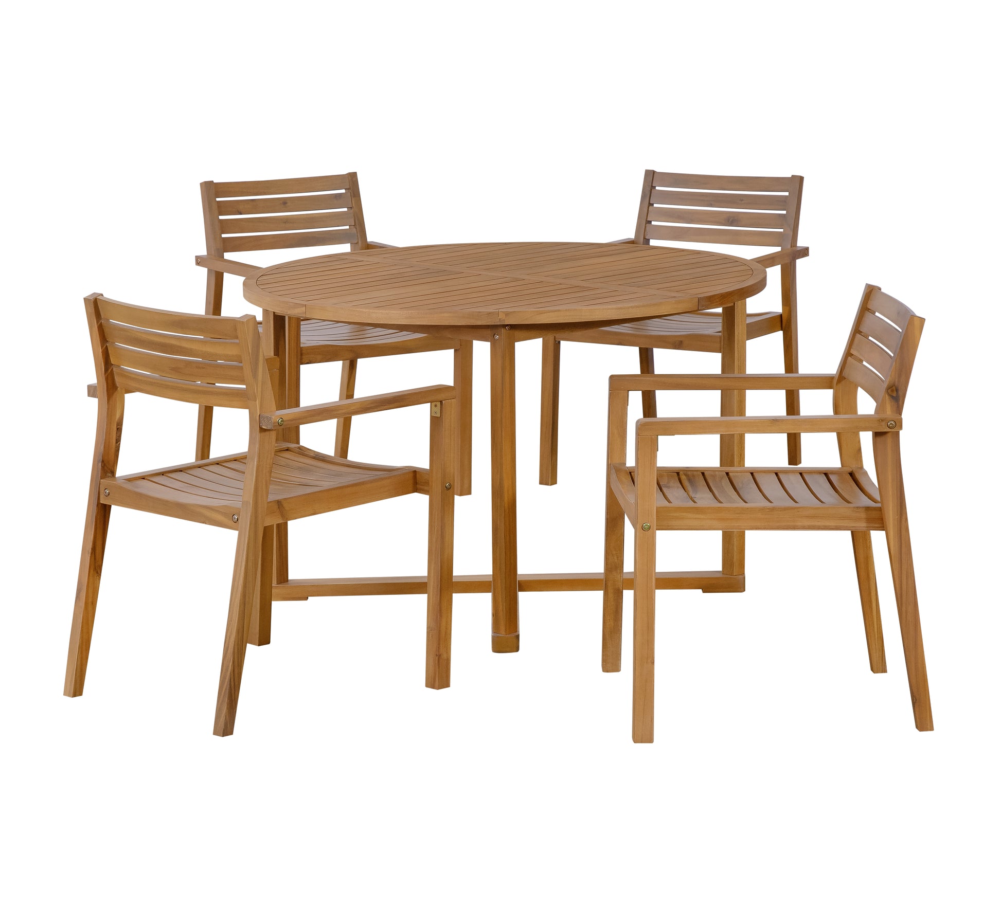U_STYLE 5-Piece Outdoor Dining Set with 4 Acacia Wood Chairs,47.2" Round Dining Table with Slatted Design, Ideal for Patios, Gardens, Poolsides, and Lawn Areas & Indoor image 10