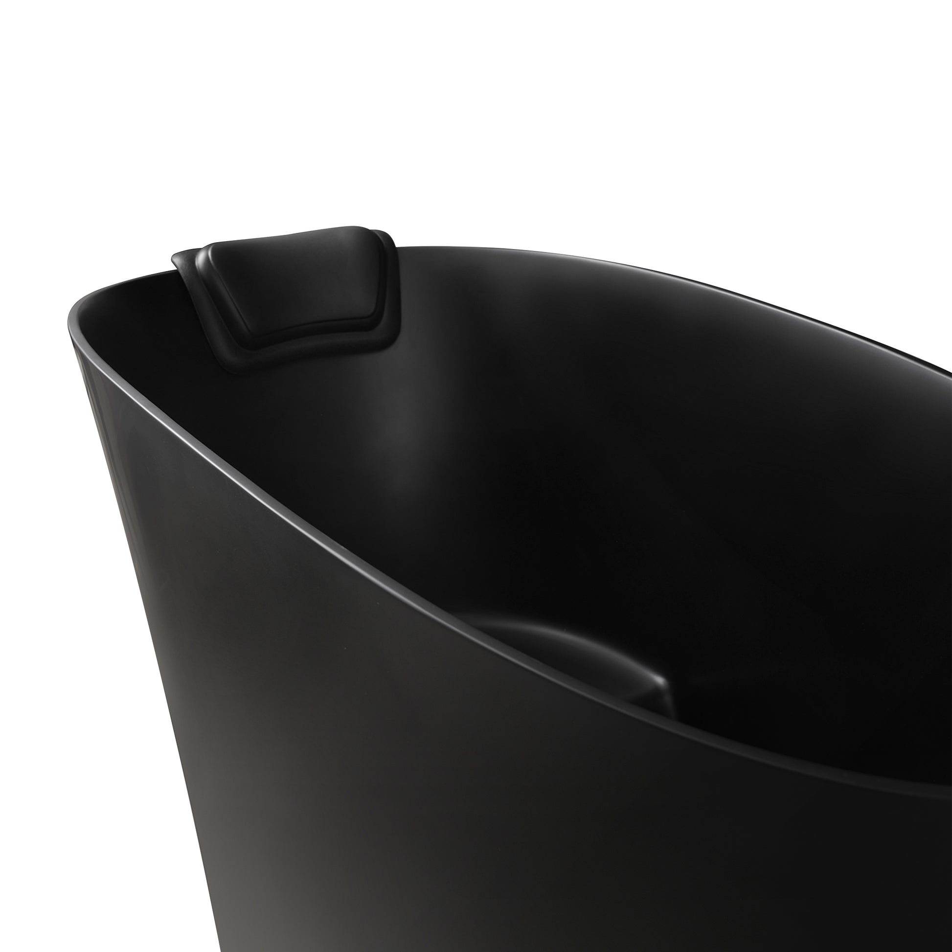 51" Solid Surface Oval Freestanding Black Bathtub with Overflow and Drain Assembly, with Integral Seat and headrest, LTL image 11