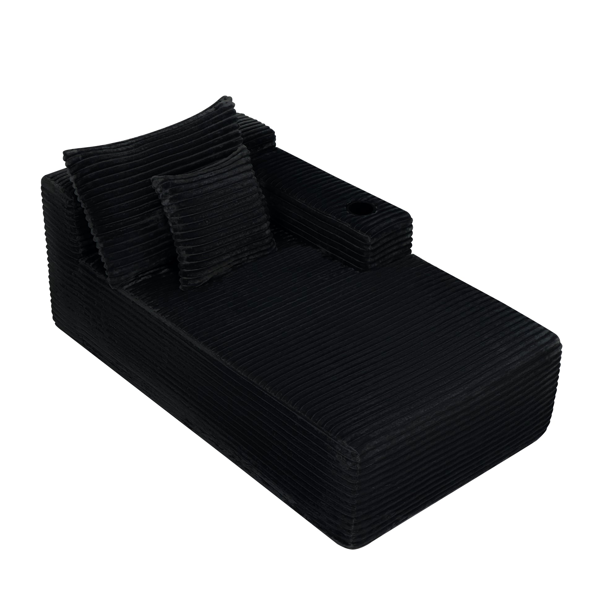 37.5-inch Right chaise longue with plush black velvet, cup holder, flexible matching, mainly for living room use. image 5