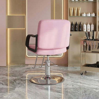 Barber Chair for Hair Stylist- 360° Swivel, Adjustable Height, Capacity 350 LBS with Heavy Duty Hydraulic Pump,PINK image 3