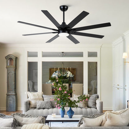72 In. Indoor Modern Black Ceiling Fans with Integrated LED Lighting with Remote Control image 6