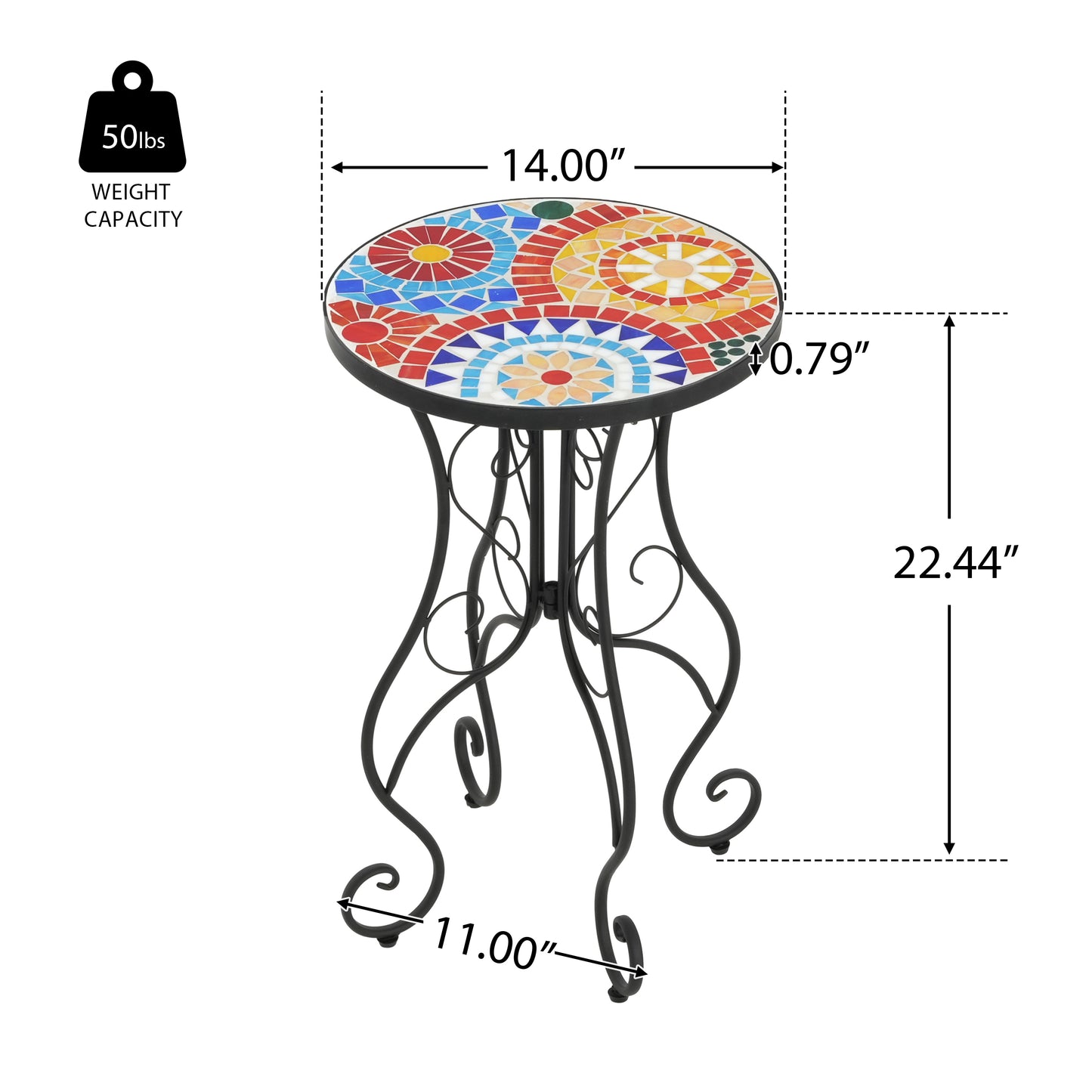 Outdoor Side Table,Colorful+Black image 2