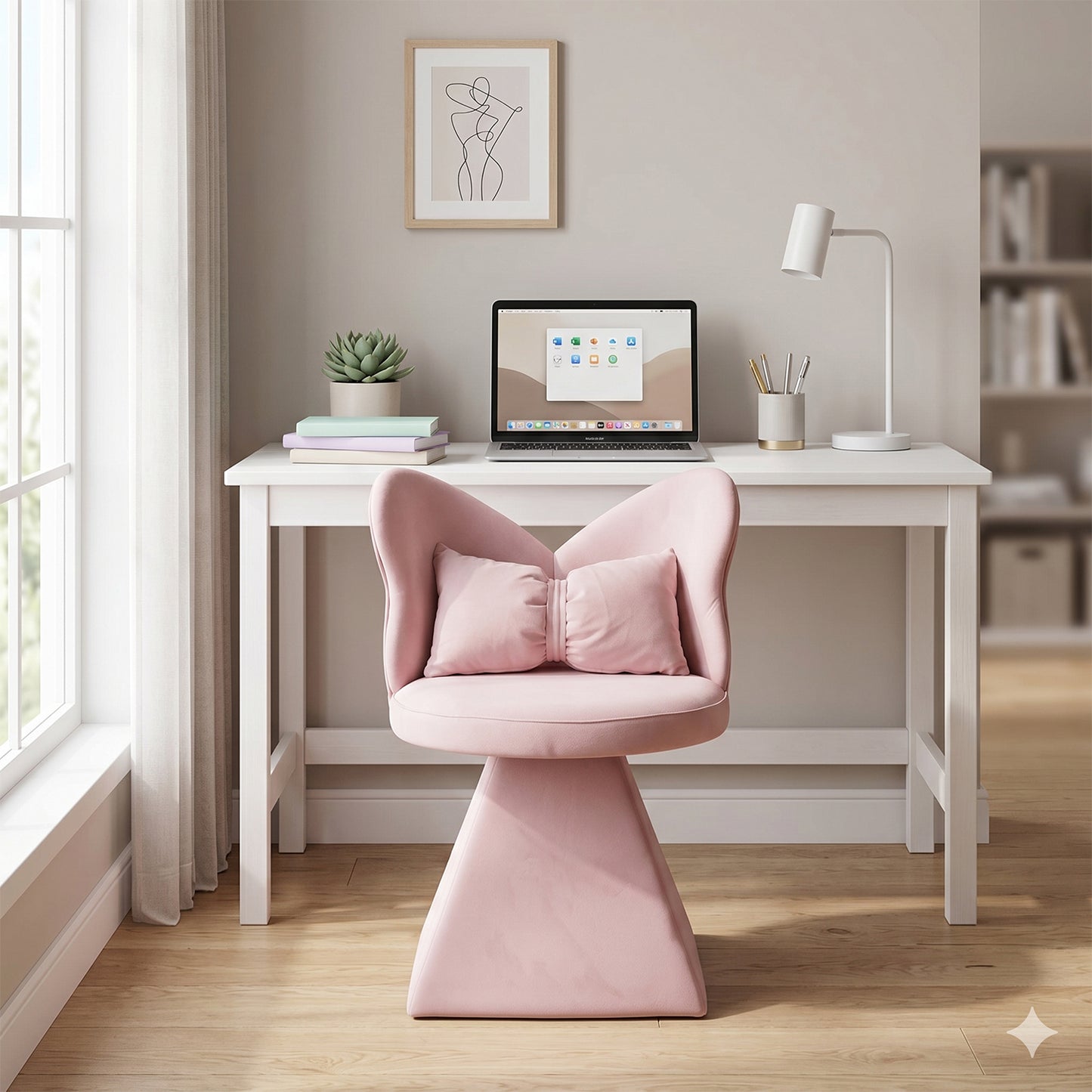 Vanity Chair with Butterfly Back,Swivel Accent Chair Dining Chairs,Makeup Stool for Bedroom Dressing Table,Suitable for Living Room,Dining Room,Study,Recreational Areas (PINK) image 3