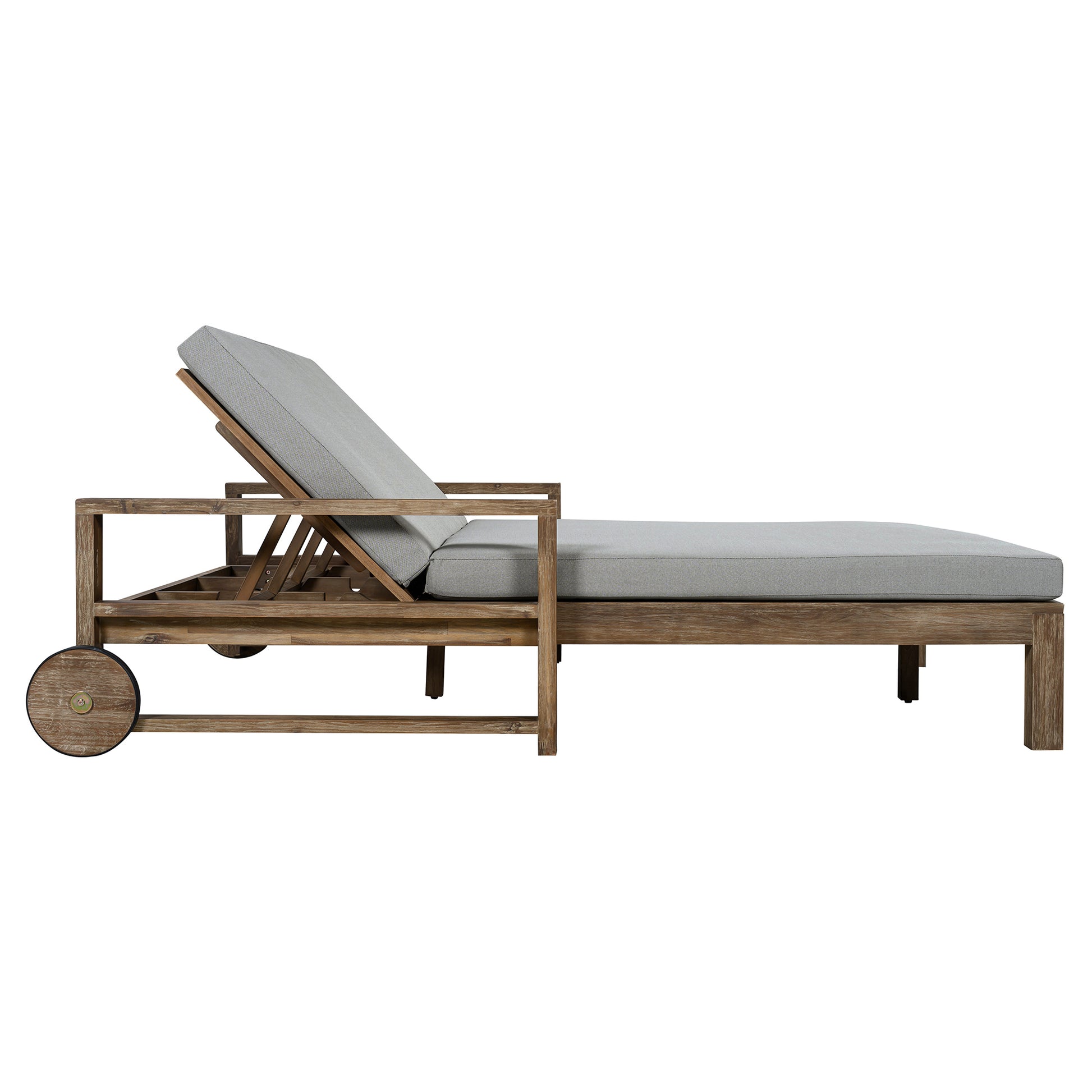 TREXM 1-Piece Farmhouse-styled Wooden Outdoor Sunbed for Ultimate Relaxation Outdoor Daybed Seating 2 People for Poolside, Garden and Backyard (Grey) image 8
