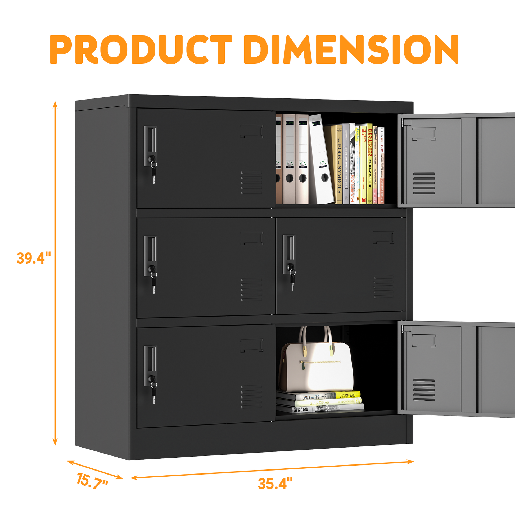 6-Door Employee Storage Locker, Metal Lockers for Office, Gym, School, and Homewith Card Slot (Black) image 2