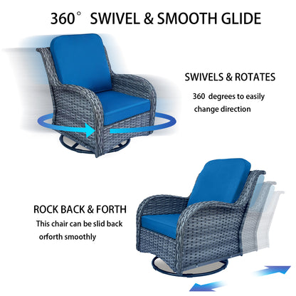 Wicker Patio Furniture Set - 3 Piece Rattan Outdoor Sectional Conversation Sets 2 Piece Wicker Hang gliding Chairs and 1 Side Table image 5