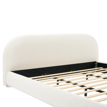 Cream Style Fabric Upholstered Bed, Simple Modern Bedroom Double Bed,King image 11