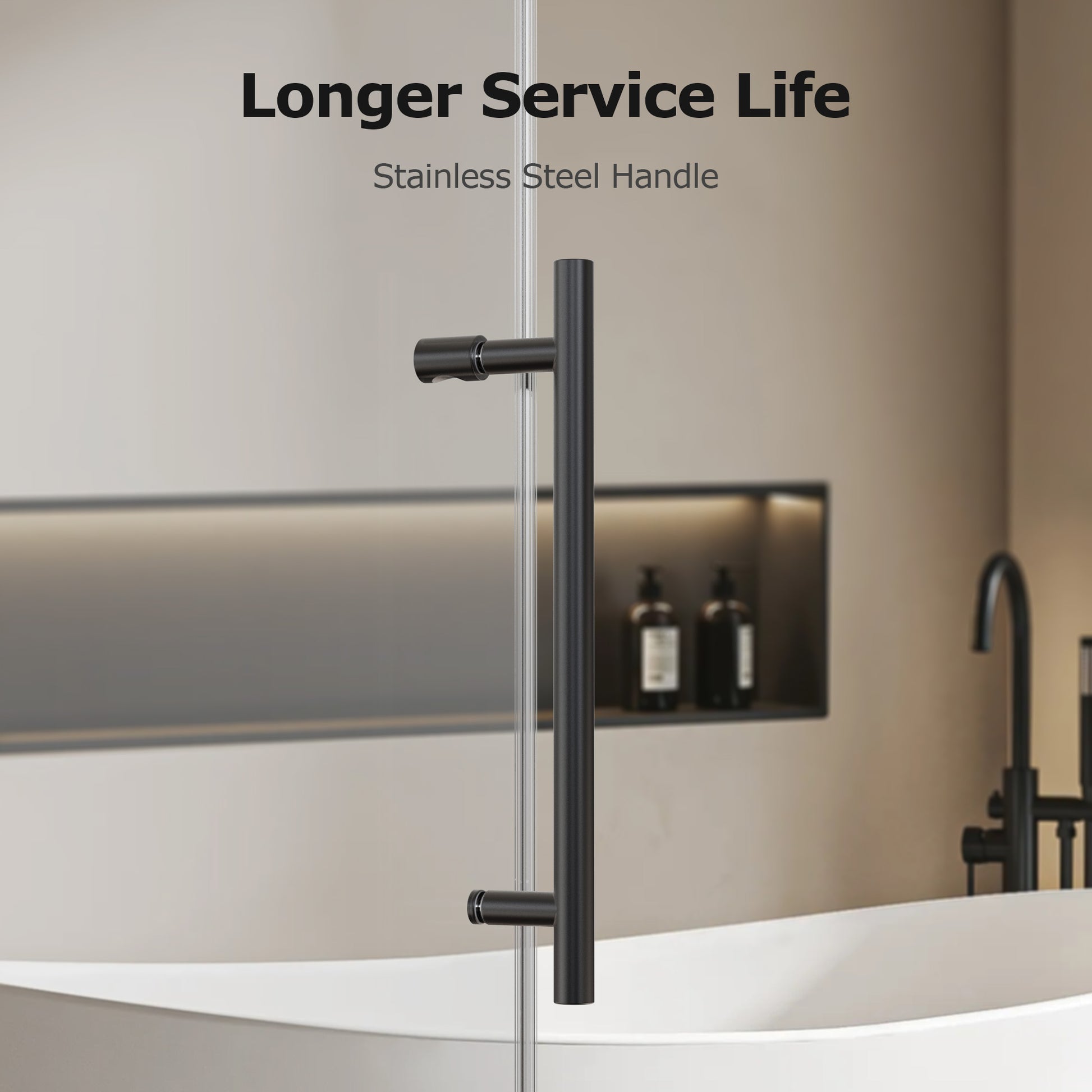 50-54" W * 76" H Frameless Single Sliding soft-close Shower Doors, Bathroom Sliding Shower Door, 5/16" (8mm) Thick SGCC Tempered Glass Door, Matte Black image 5
