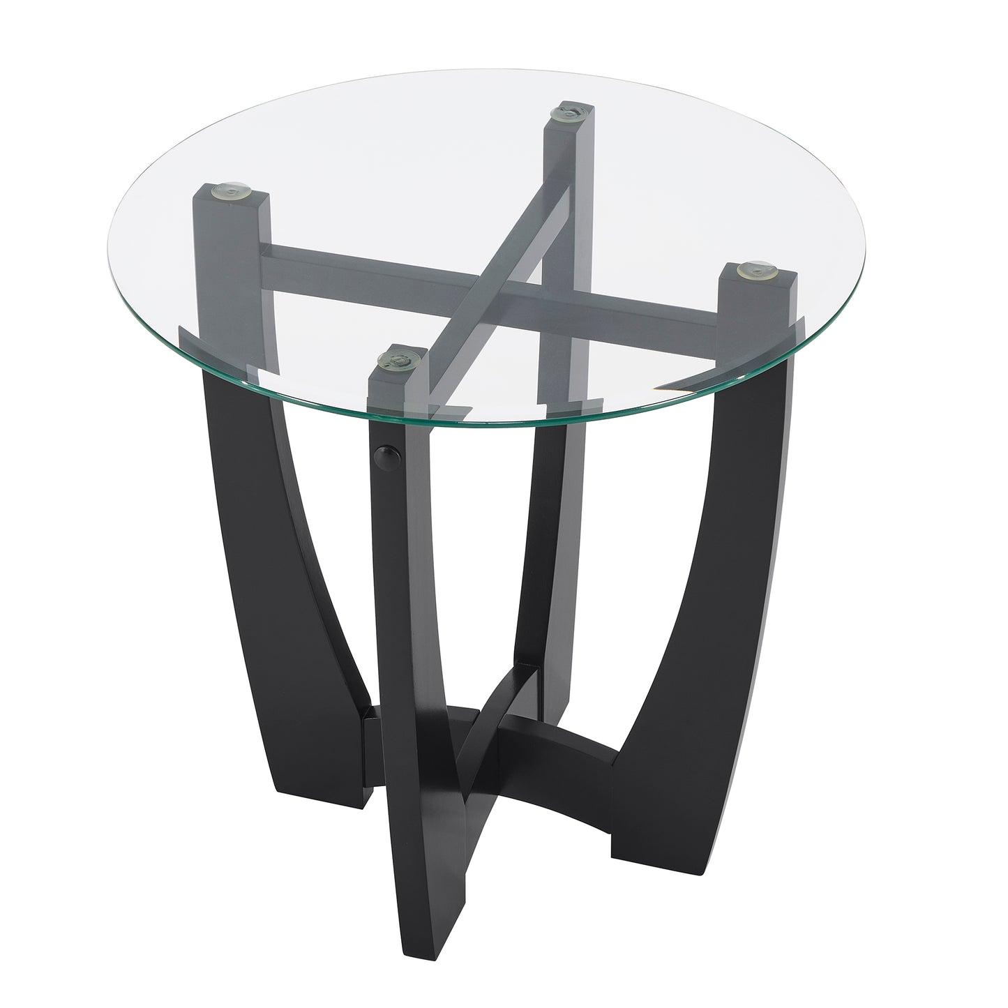 23.5 inch round glass coffee table, black round coffee table center table with glass top, small coffee table for living room, office and apartment image 10