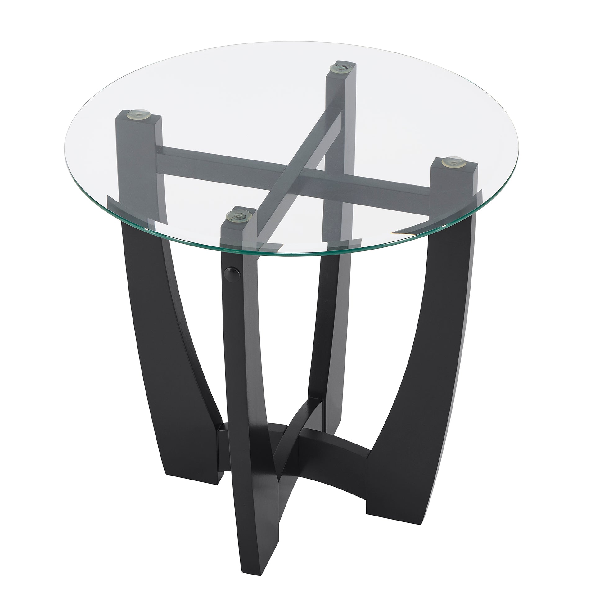 23.5 inch round glass coffee table, black round coffee table center table with glass top, small coffee table for living room, office and apartment image 10