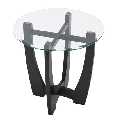 23.5 inch round glass coffee table, black round coffee table center table with glass top, small coffee table for living room, office and apartment image 10
