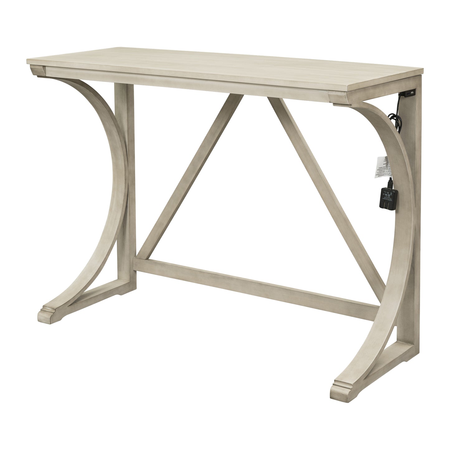 TOPMAX Farmhouse 3-Piece Counter Height Dining Table Set with USB Port and Upholstered Stools,Milky White image 7
