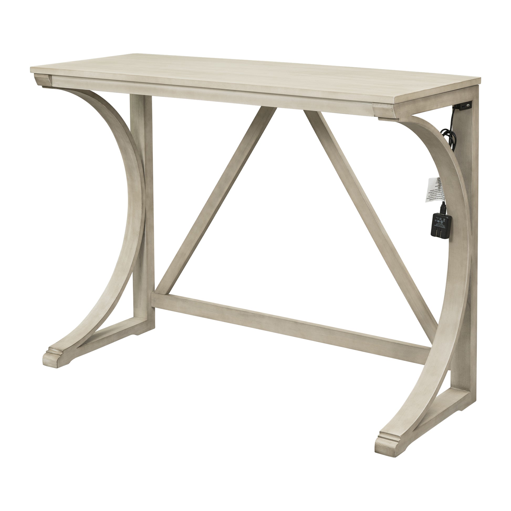 TOPMAX Farmhouse 3-Piece Counter Height Dining Table Set with USB Port and Upholstered Stools,Milky White image 7