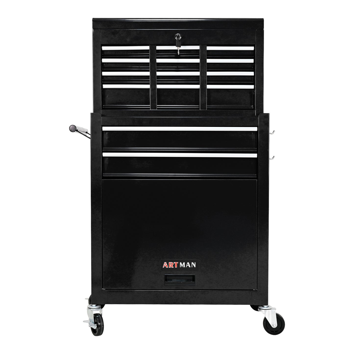 High Capacity Rolling Tool Chest with Wheels and Drawers, 8-Drawer Tool Storage Cabinet--BLACK image 2