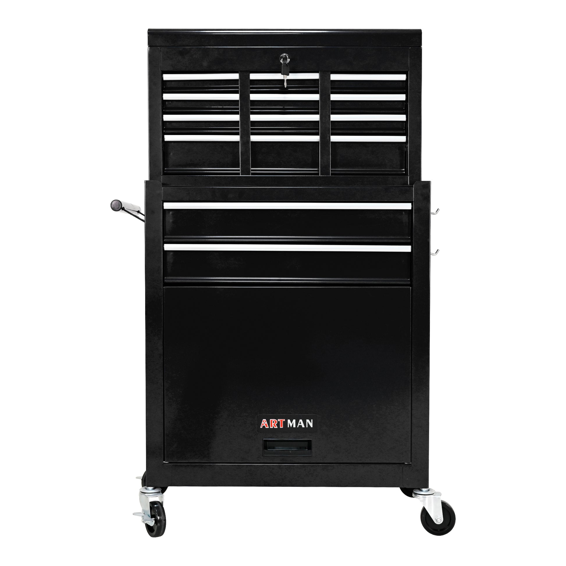High Capacity Rolling Tool Chest with Wheels and Drawers, 8-Drawer Tool Storage Cabinet--BLACK image 2