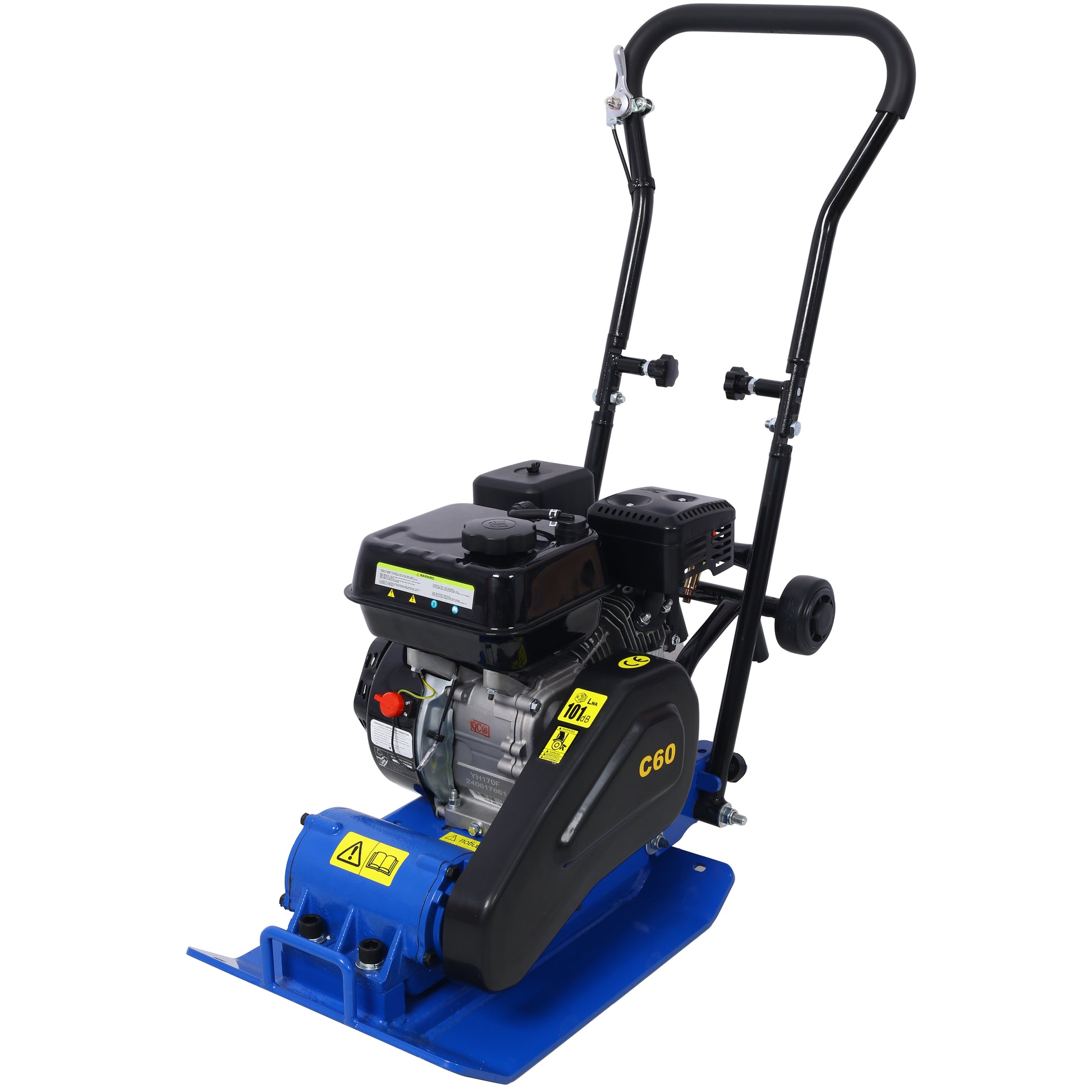212cc 7.0HP 5600VPM Gas Vibration Compaction Force 20 x 14 inch Plate Compactor w/Built-in Wheel,EPA compliant image 2