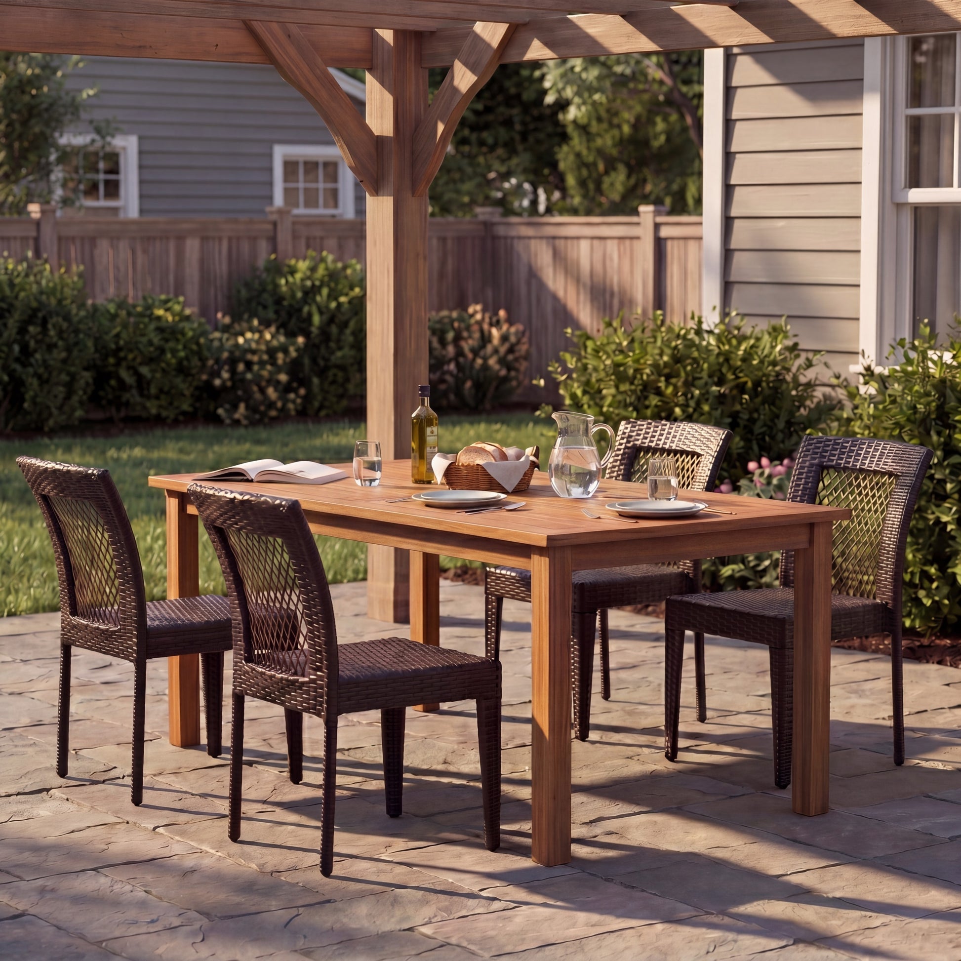 Outdoor Dining Chairs Set of 4, Stackable Chairs with UV-Resistant PE Rattan and Steel Frame, for Patio, Garden, Balcony, Supports 400lbs image 1
