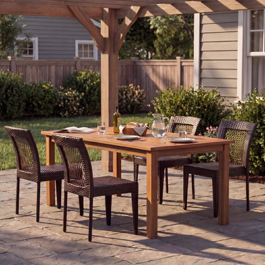 Outdoor Dining Chairs Set of 4 - Stackable PE Rattan Patio Chairs Multi Brown
