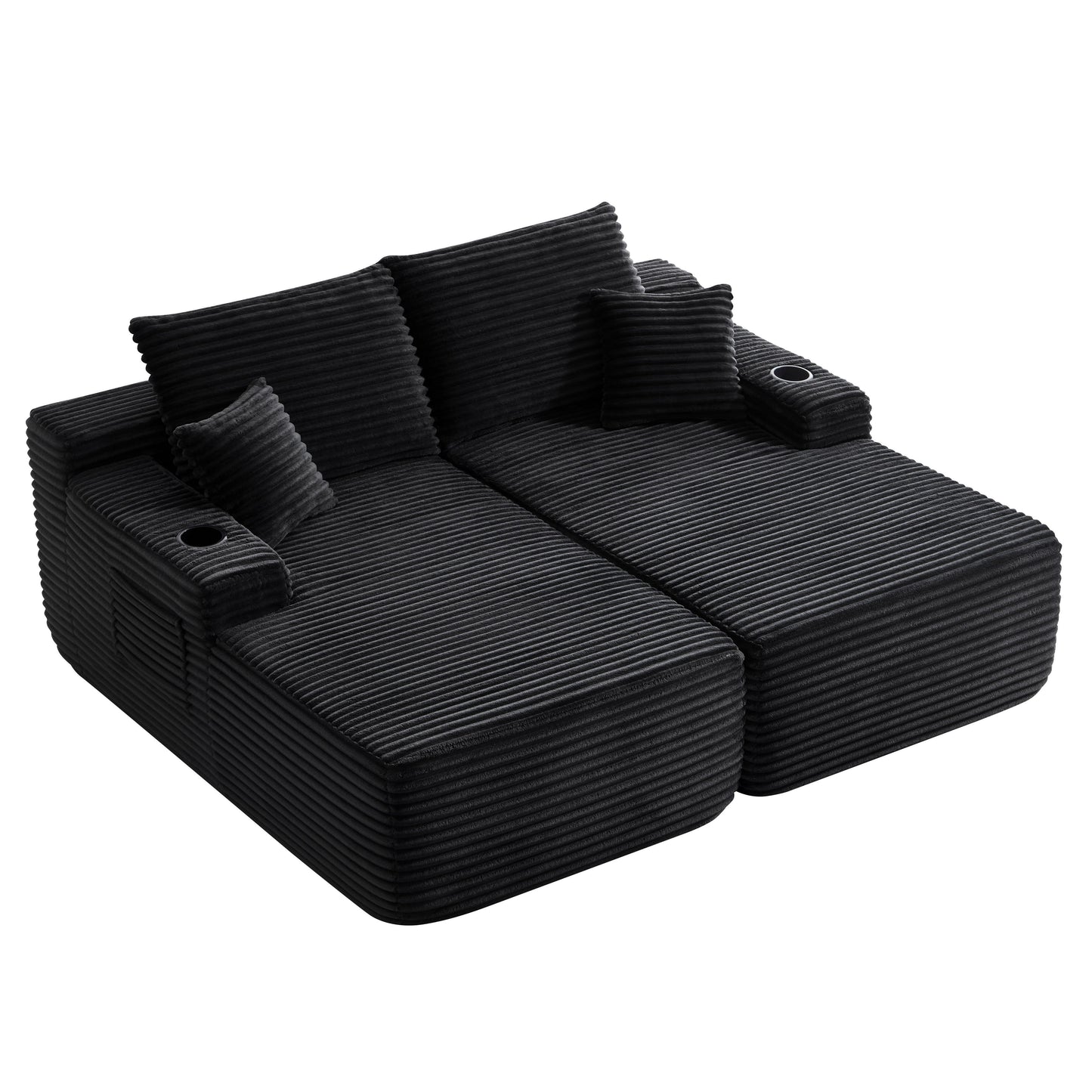 New-69" Cloud Sectional Couch, L-Shape Chaise with R-Shape Chaise with Deep Seat and Comfortable 2 Seater Couch for Modern Living Room,(Plush Fabric),Black image 9
