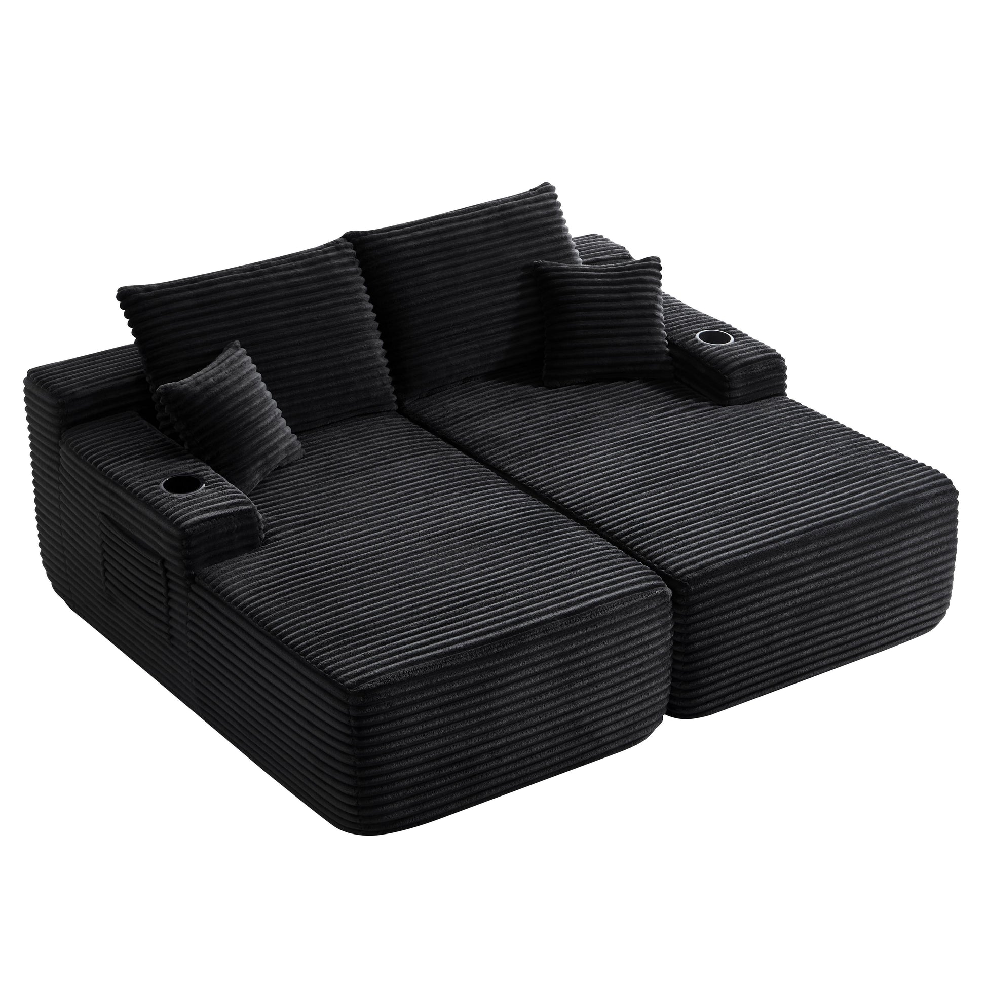 69" Cloud Sectional Couch, L-Shape Chaise with R-Shape Chaise with Deep Seat and Comfortable 2 Seater Couch for Modern Living Room,(Plush Fabric),Black image 9