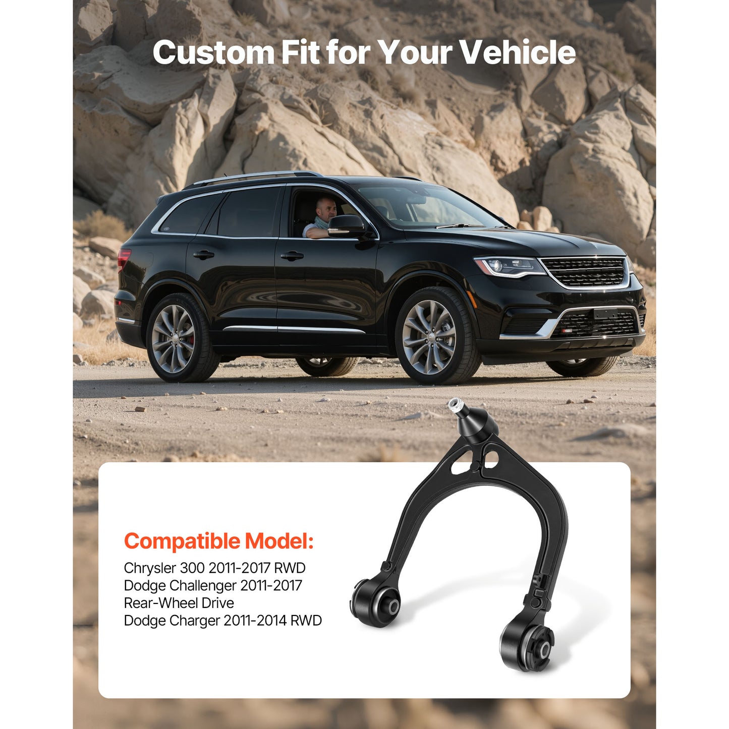 Left Right Front Upper & Lower Control Arms Kit, OEM Suspension Kit Compatible with 2011-2017 Chrysler 300 RWD, 2011-2017 Dodge Challenger RWD, 2011-2014 Dodge Charger RWD (14PCS) image 11