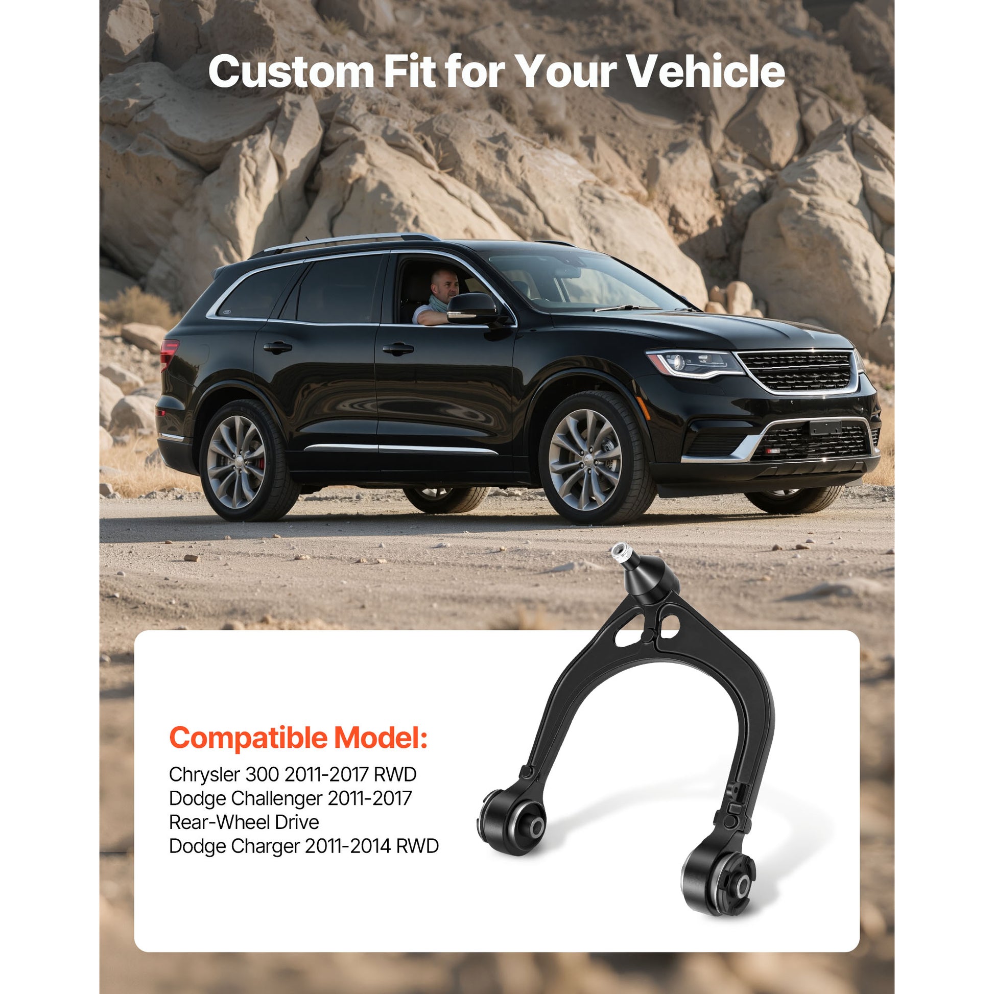 Left Right Front Upper & Lower Control Arms Kit, OEM Suspension Kit Compatible with 2011-2017 Chrysler 300 RWD, 2011-2017 Dodge Challenger RWD, 2011-2014 Dodge Charger RWD (14PCS) image 11