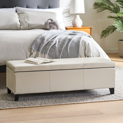Upholstered PU Leather Storage Ottoman, Solid Wooden Legs (old sku 57742.00IVY) image 2