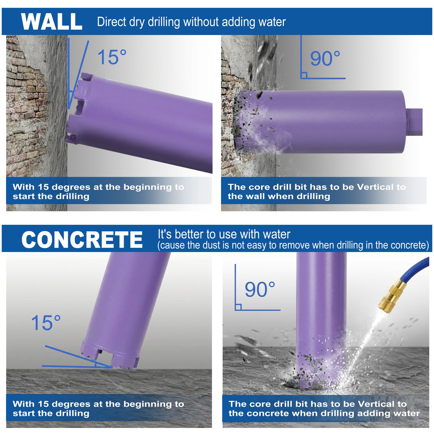 2 Inch Diamond Core Drill Bits,1-1/4"-7 Thread Diamond Core Bit for Cured Concrete with Rebar, Hard Masonry, Brick Block, Stucco, Stone,Shark image 9