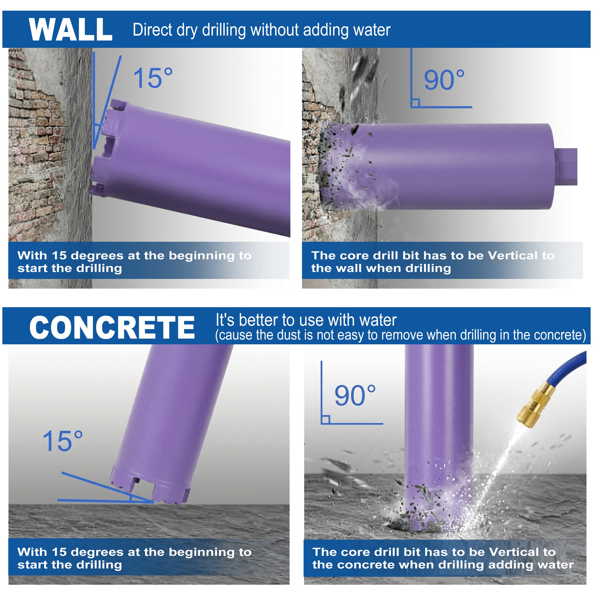 2 Inch Diamond Core Drill Bits,1-1/4"-7 Thread Diamond Core Bit for Cured Concrete with Rebar, Hard Masonry, Brick Block, Stucco, Stone,Shark image 9