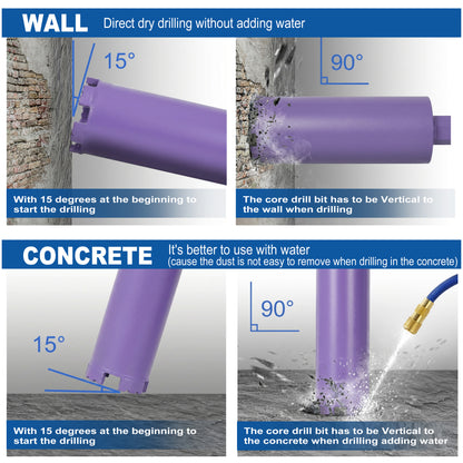 2 Inch Diamond Core Drill Bits,1-1/4"-7 Thread Diamond Core Bit for Cured Concrete with Rebar, Hard Masonry, Brick Block, Stucco, Stone,Shark image 9