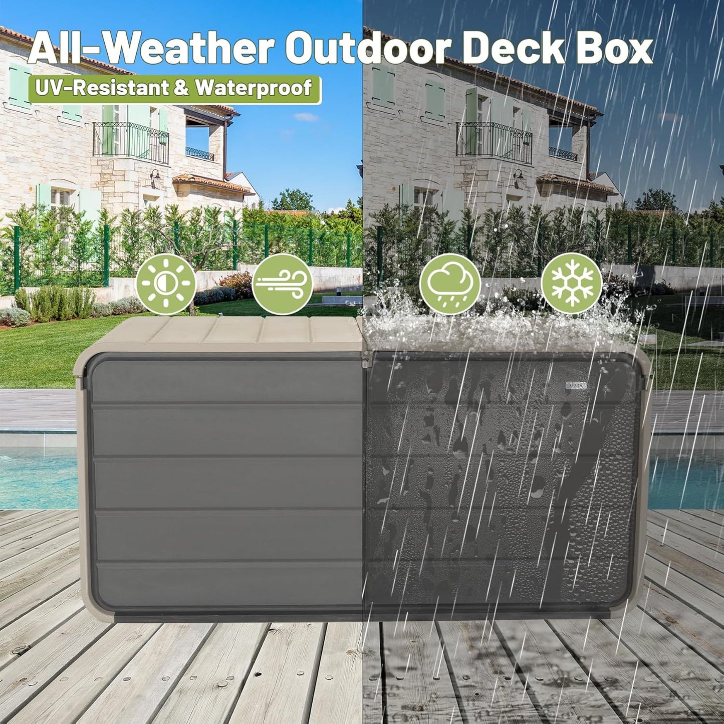 Resin Deck Box 160 Gallons, Large Heavy-Duty Outdoor Storage Box, Lockable & Waterproof Patio Outside Storage Box for Patio Furniture, Tools, Pool Supplies image 5