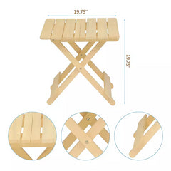 Portable Folding Square Table - Solid Wood Outdoor Patio Table