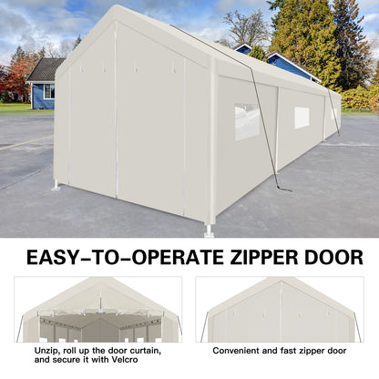 Carport, 10×30 Heavy Duty Portable Carport Garage Tent for Outdoor Storage Shelter white with window image 7