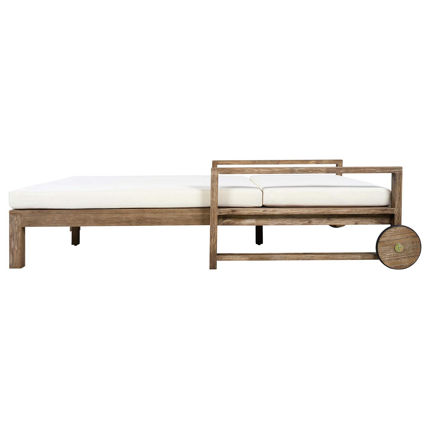 TREXM 1-Piece Farmhouse-styled Wooden Outdoor Sunbed for Ultimate Relaxation Outdoor Daybed Seating 2 People for Poolside, Garden and Backyard (Beige) image 11