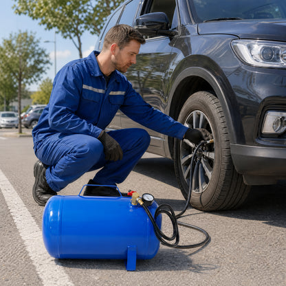Portable 5 Gallon Air Tank, Lightweight Durable Air Compressor Tank with Pressure Gauge, Safety Valve and 47 Inch Hose for Easy Tool Connection,Blue Color image 12