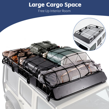 64 x 39 x 6 Inch Universal 250LB Heavy Duty Roof Rack Cargo with Cargo Net & Ratchet Straps, Car Top Luggage Holder Carrier Basket for SUV, Truck or RV Camping Storage Steel Construction image 5