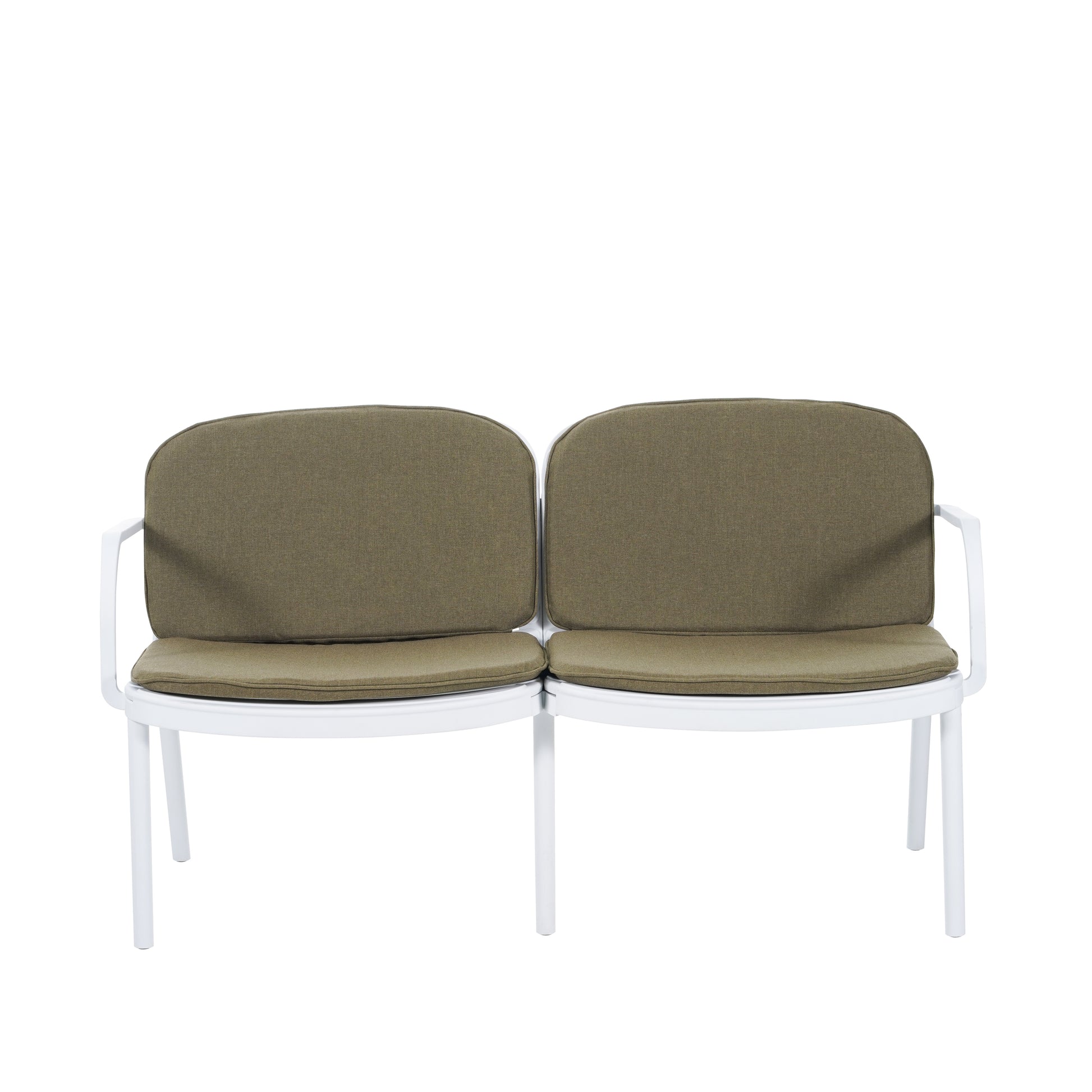 Luna Outdoor Patio PP Loveseat, White Frame with Green Cushion image 6