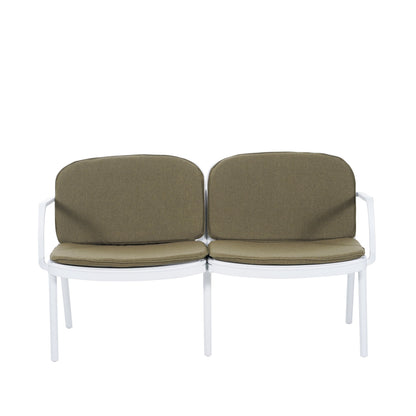 Luna Outdoor Patio PP Loveseat, White Frame with Green Cushion image 6