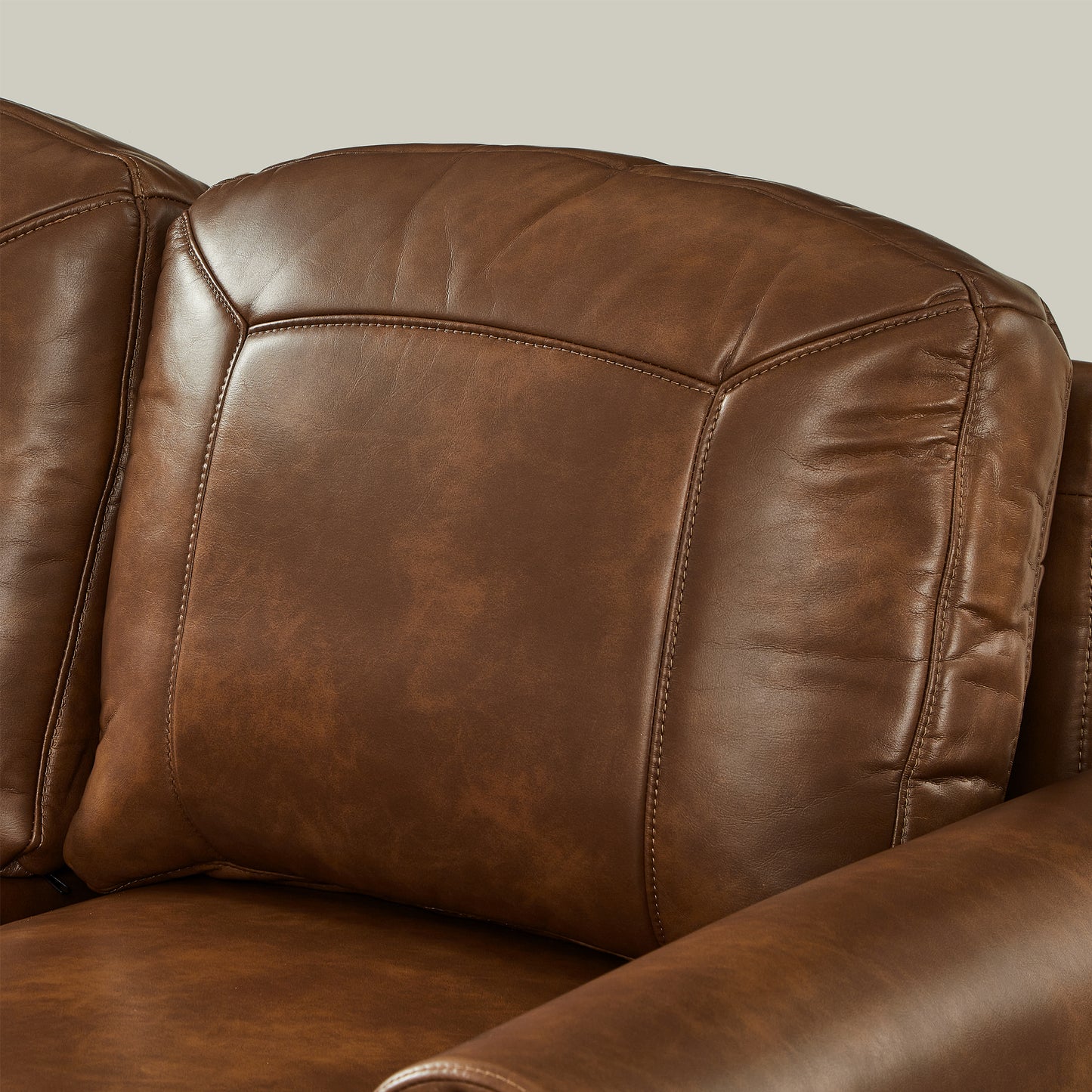 81.5" Classic Living Room Sofa Faux Leather Couch,Rolled Arm Sofa with Nails,Solid Wood Legs,Upholstered Breathable PU Leather Brown. image 5