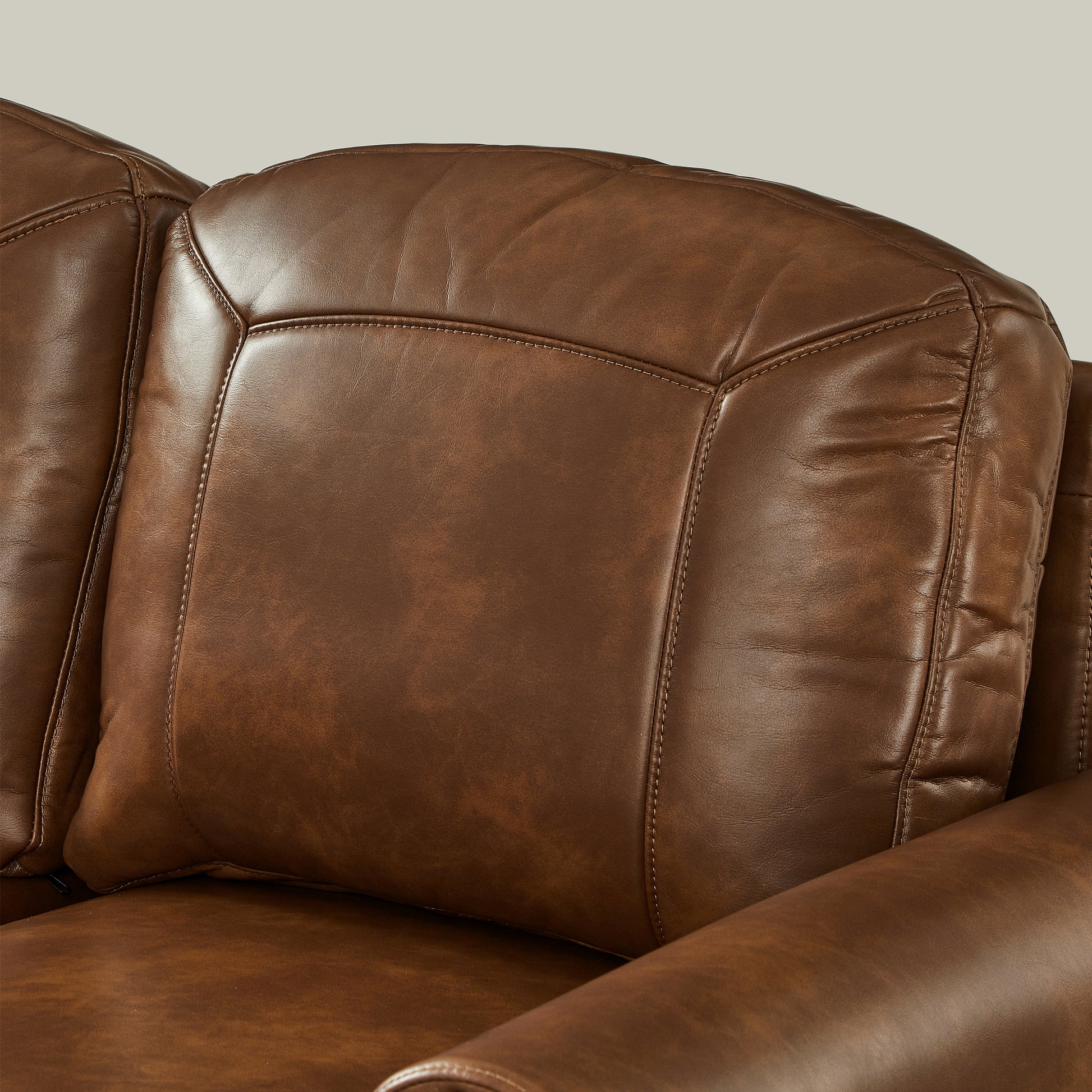 81.5" Classic Living Room Sofa Faux Leather Couch,Rolled Arm Sofa with Nails,Solid Wood Legs,Upholstered Breathable PU Leather Brown. image 5