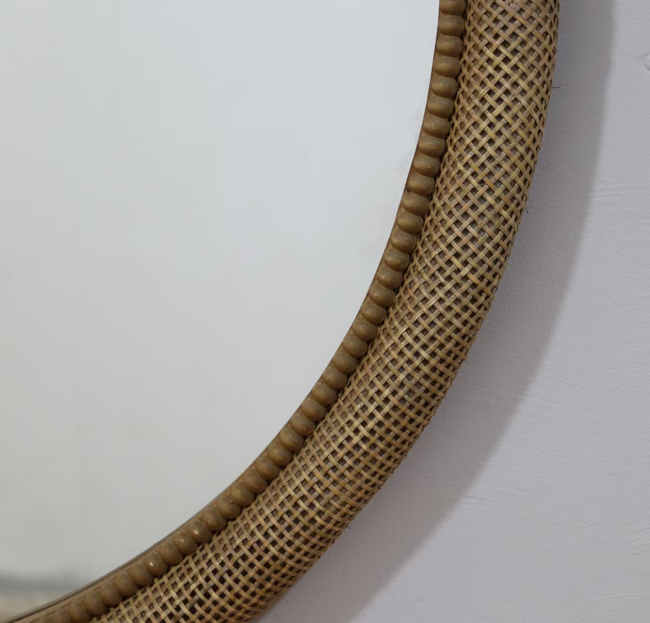 31.9" Woven Rattan Decorative Round Mirror with Wrapped Accents image 10