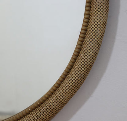 31.9" Woven Rattan Decorative Round Mirror with Wrapped Accents image 10