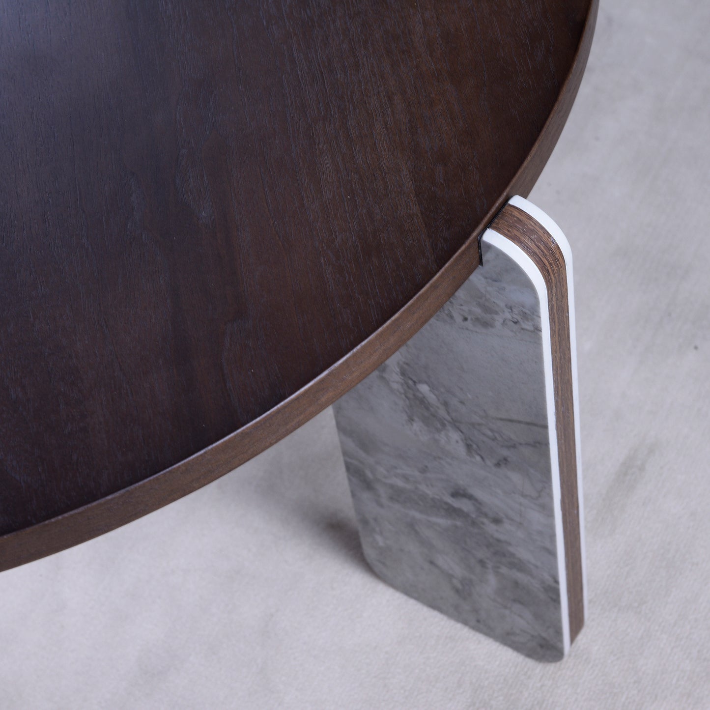 Modern Coffee Table with End Table Set, Durable walnut veneered MDF 83cm diameter Center Table with a 43cm diameter Side Table for Living Room, study room, strong and stable sintered stone legs/base image 10