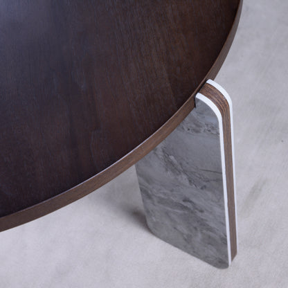 Modern Coffee Table with End Table Set, Durable walnut veneered MDF 83cm diameter Center Table with a 43cm diameter Side Table for Living Room, study room, strong and stable sintered stone legs/base image 10