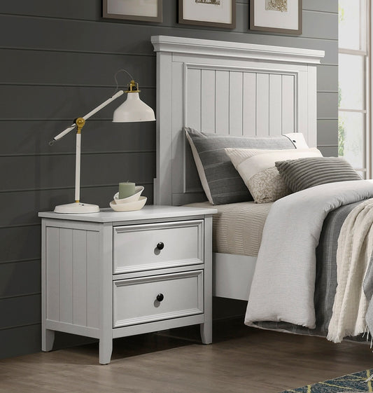 Classic White Finish Nightstand of 2 Drawers Storage Modern Farmhouse Style Bedroom Furniture 1pc Bedside Table image 1
