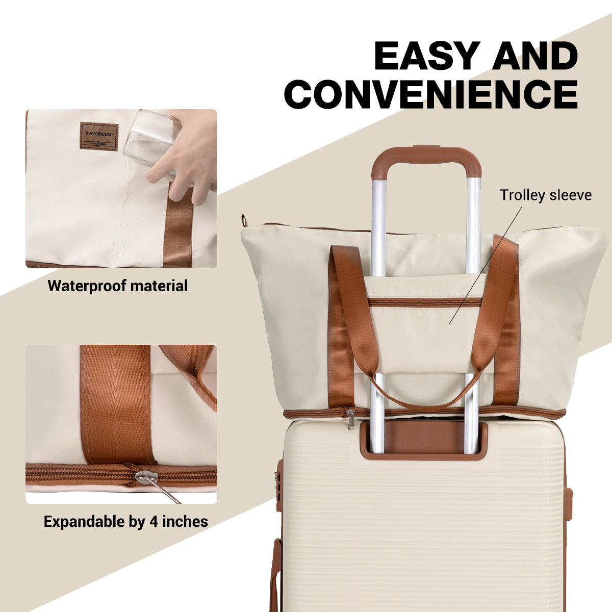 6 Piece Hardshell Luggage Set Hardside Lightweight Suitcase with TSA Lock Spinner Wheels WHITE image 4