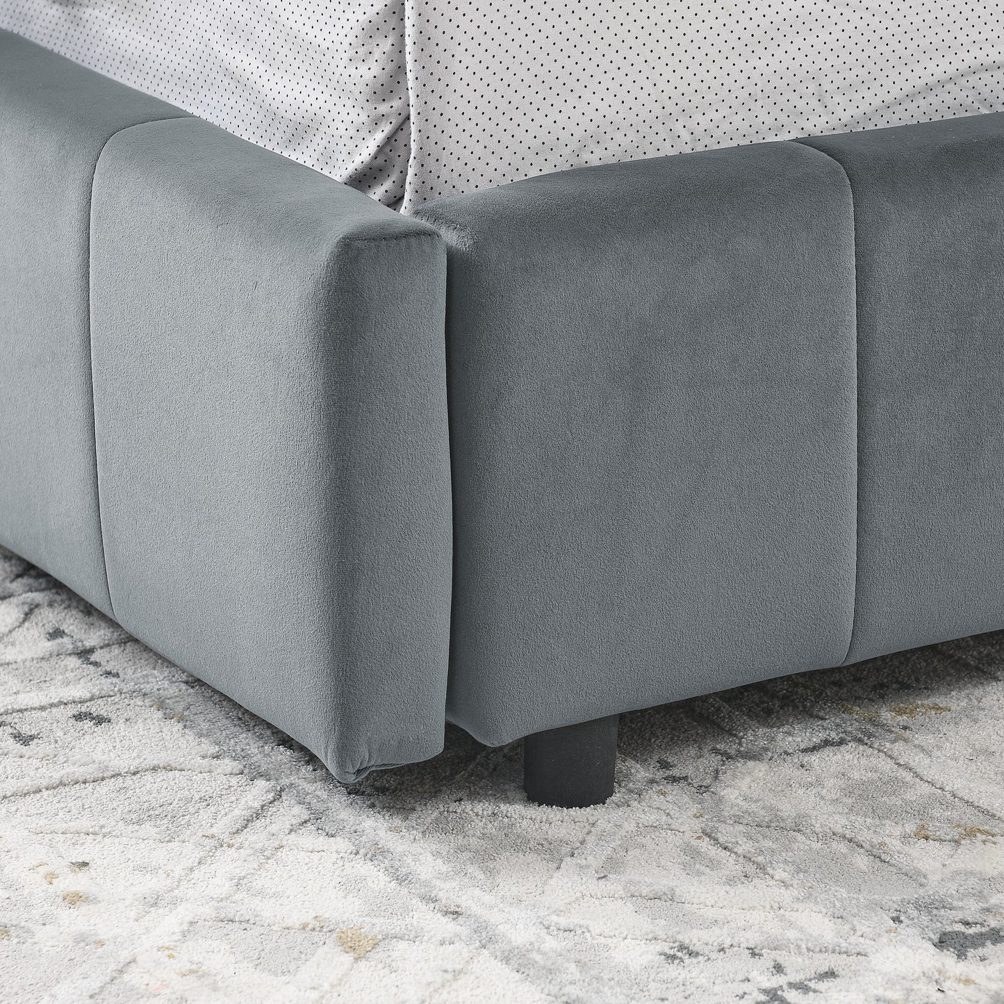 Full Size Storage Upholstered Tufted Bed Frame, Sofa Bed Frame with Comfortable Backrest and Armrests, Full Size Bed for Bedroom, Living Room,Velvet, GREY(80.5''*59''*29.5'') image 8
